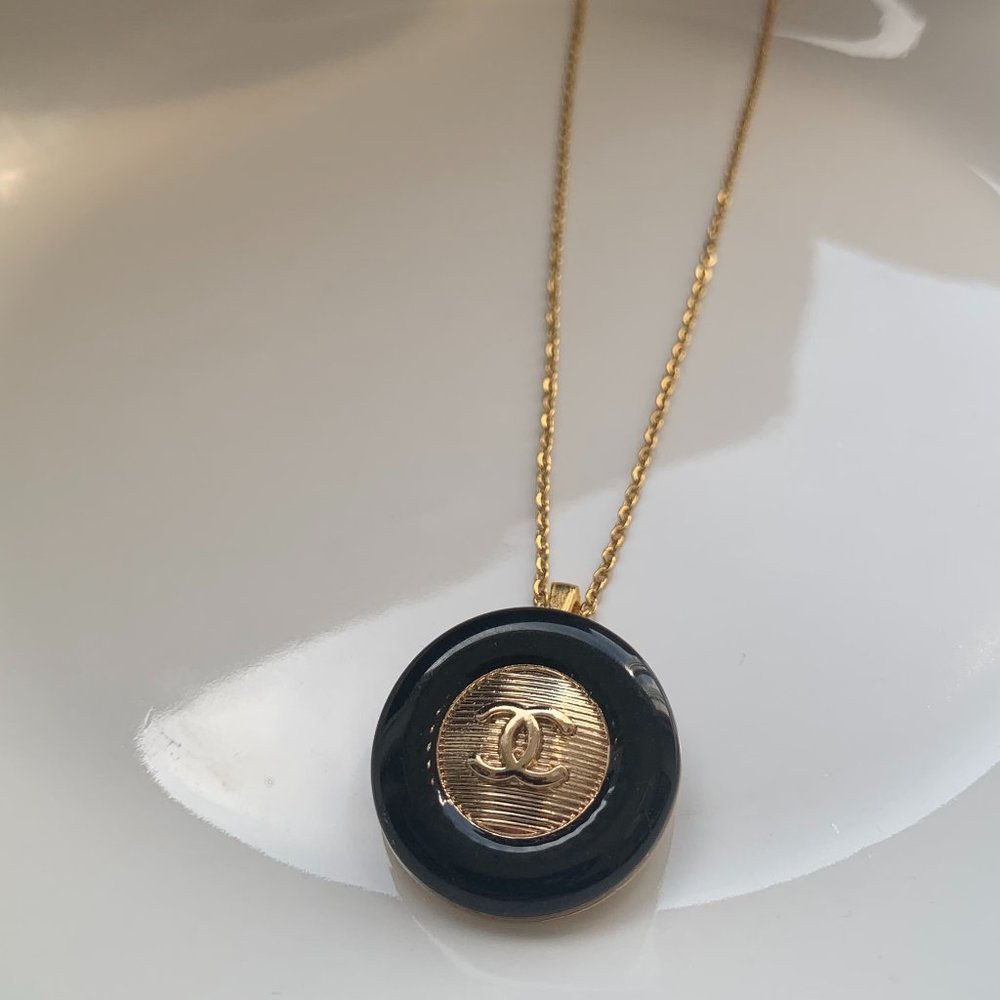 authentic vintage chanel reworked button necklace
